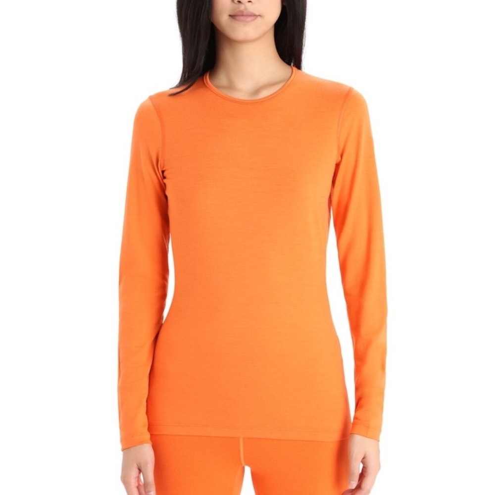 Icebreaker Merino 200 Oasis Long Sleeve Crew Thermal Top XS Orange